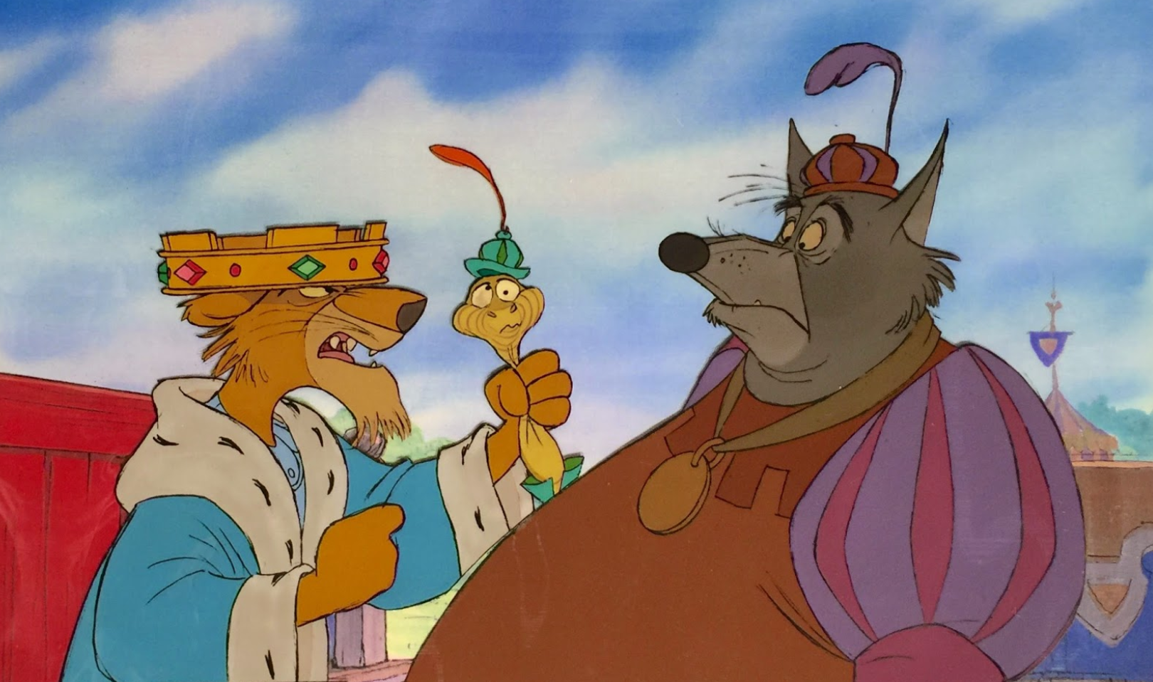 A frame from Disney's Robin Hood in which Prince John orders that taxes be tripled